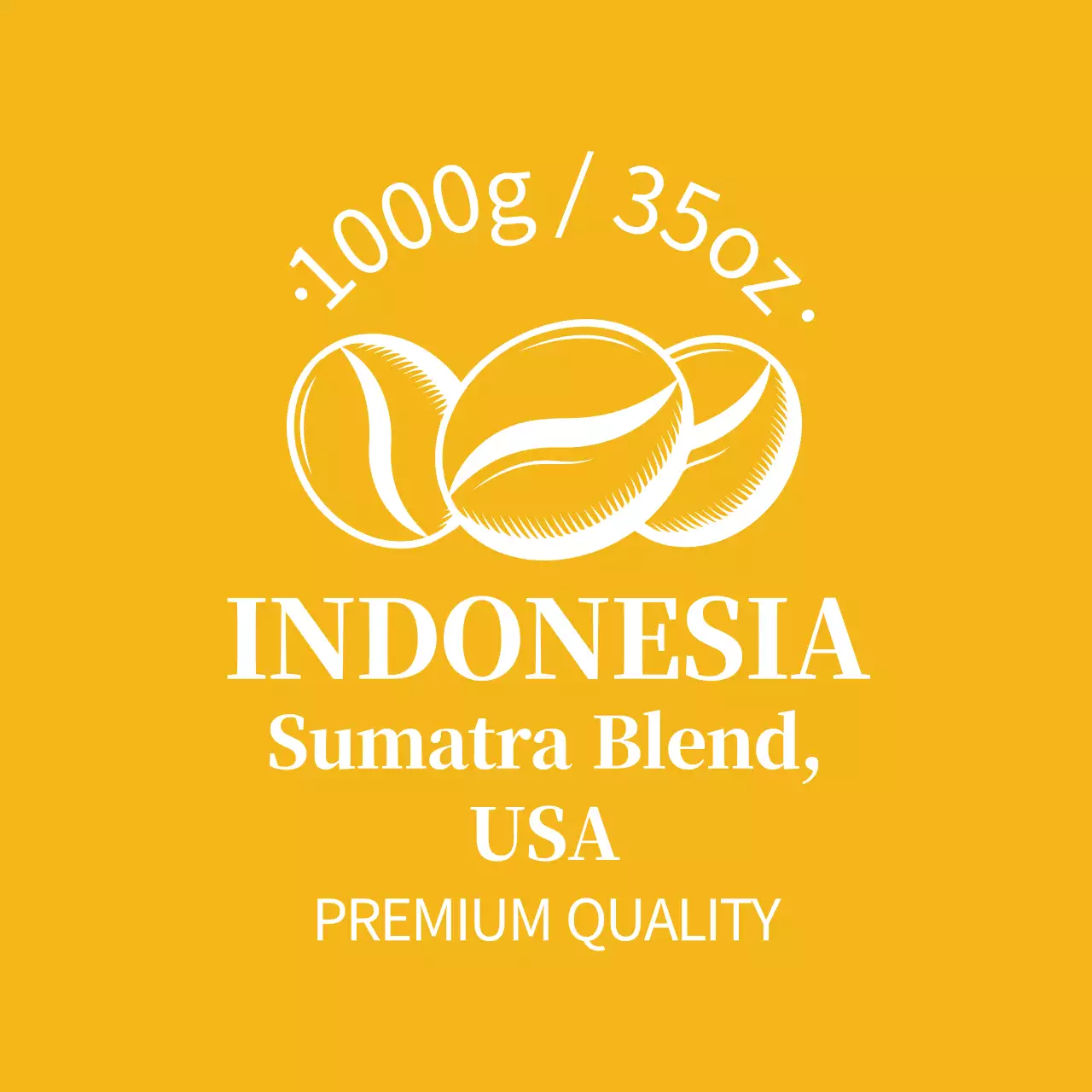 Label biji kopi yang rapi dengan ilustrasi kuning