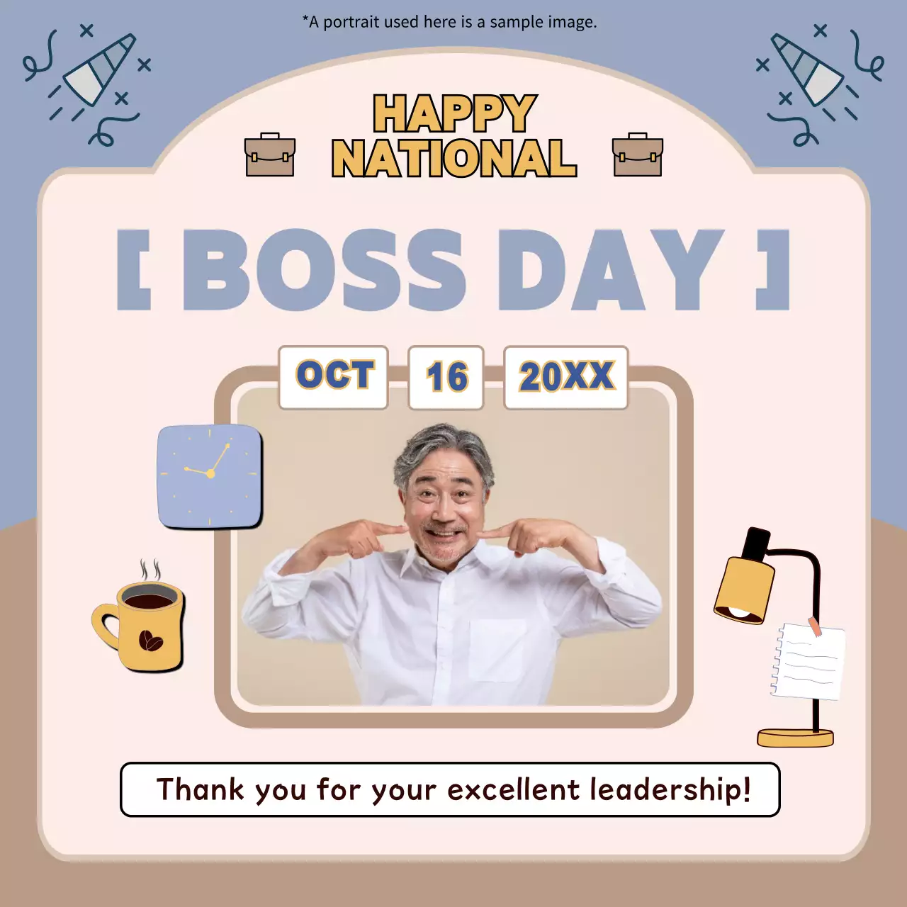 Beige Modern Boss Day Announcement Social Media Post