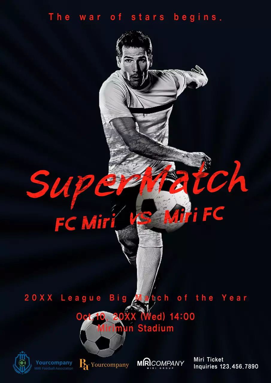 Black Modern Soccer Event Poster