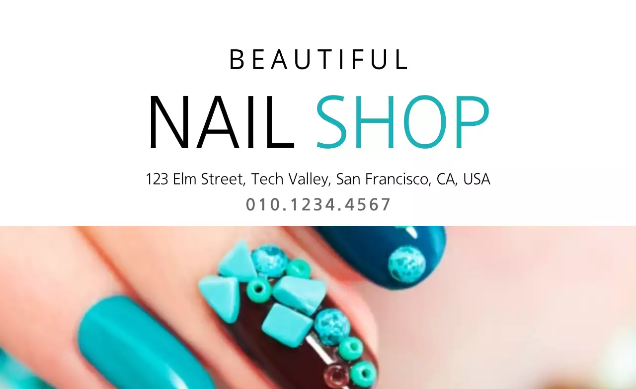 Turquoise Modern Nail Business Card Banner
