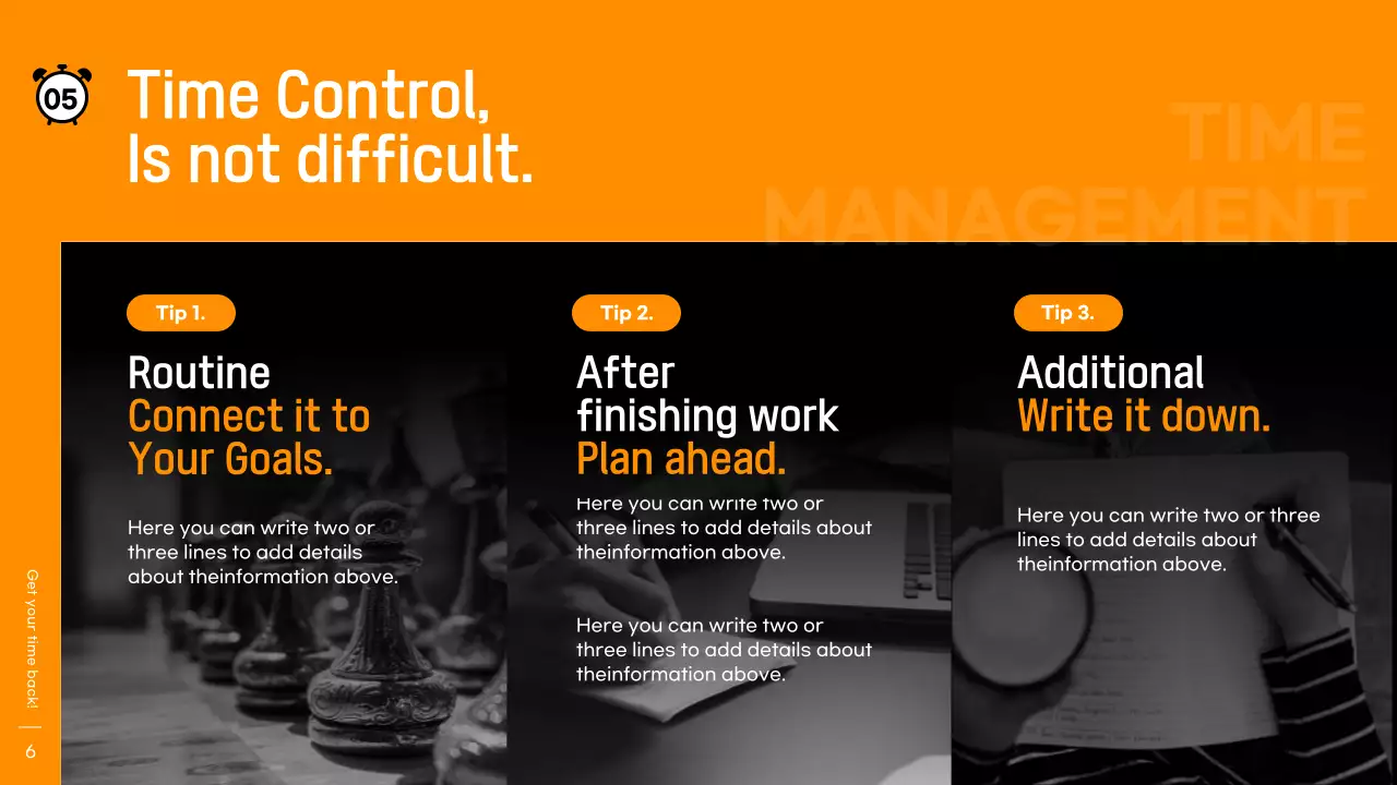 Orange Professional Time Management Workshop Presentation