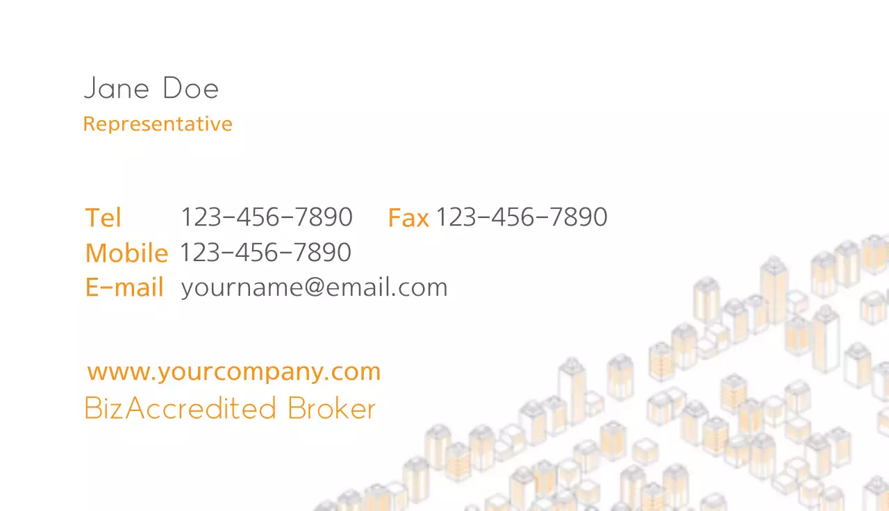 Orange Minimalist Real Estate Business Card