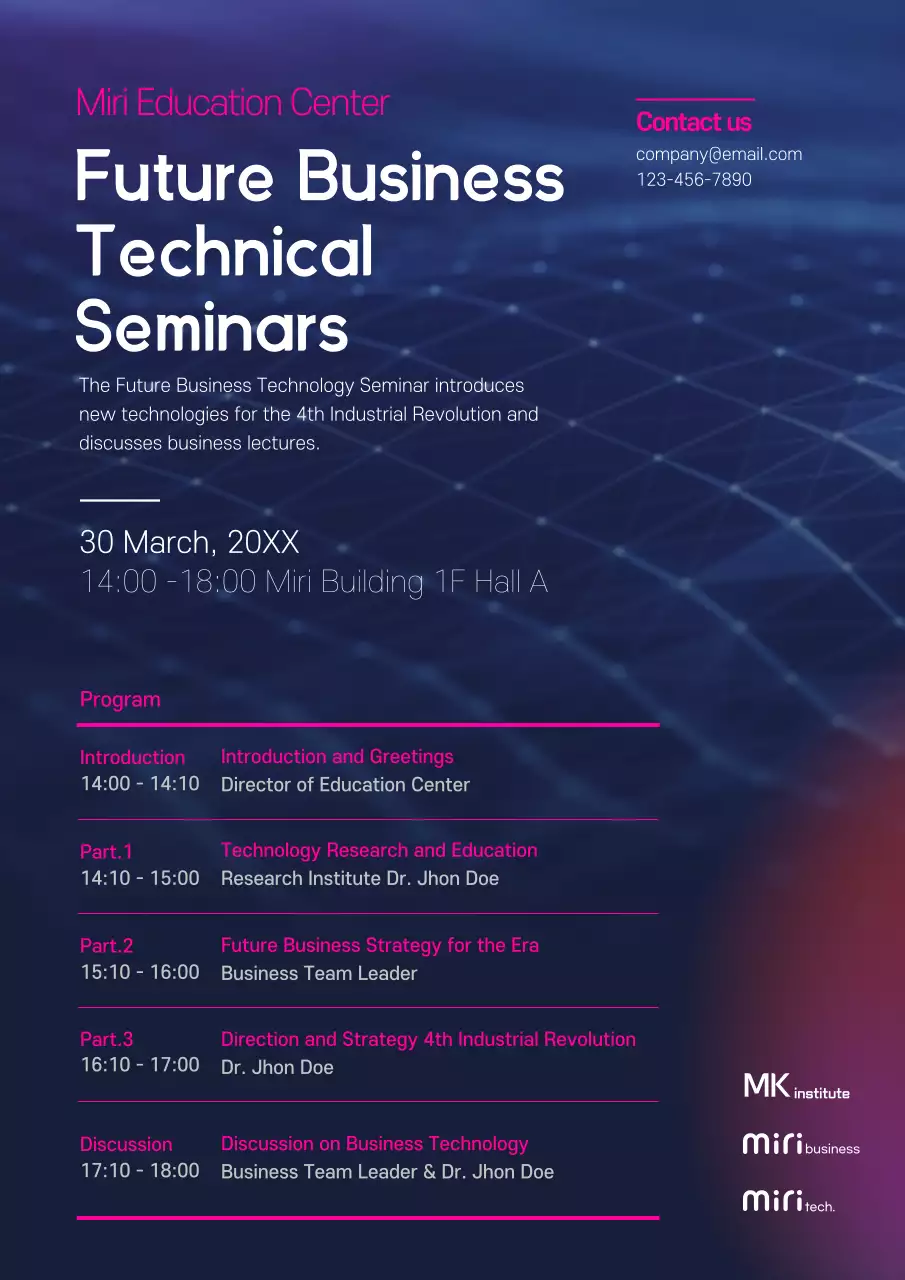 Blue Modern Business Seminar Announcement Poster