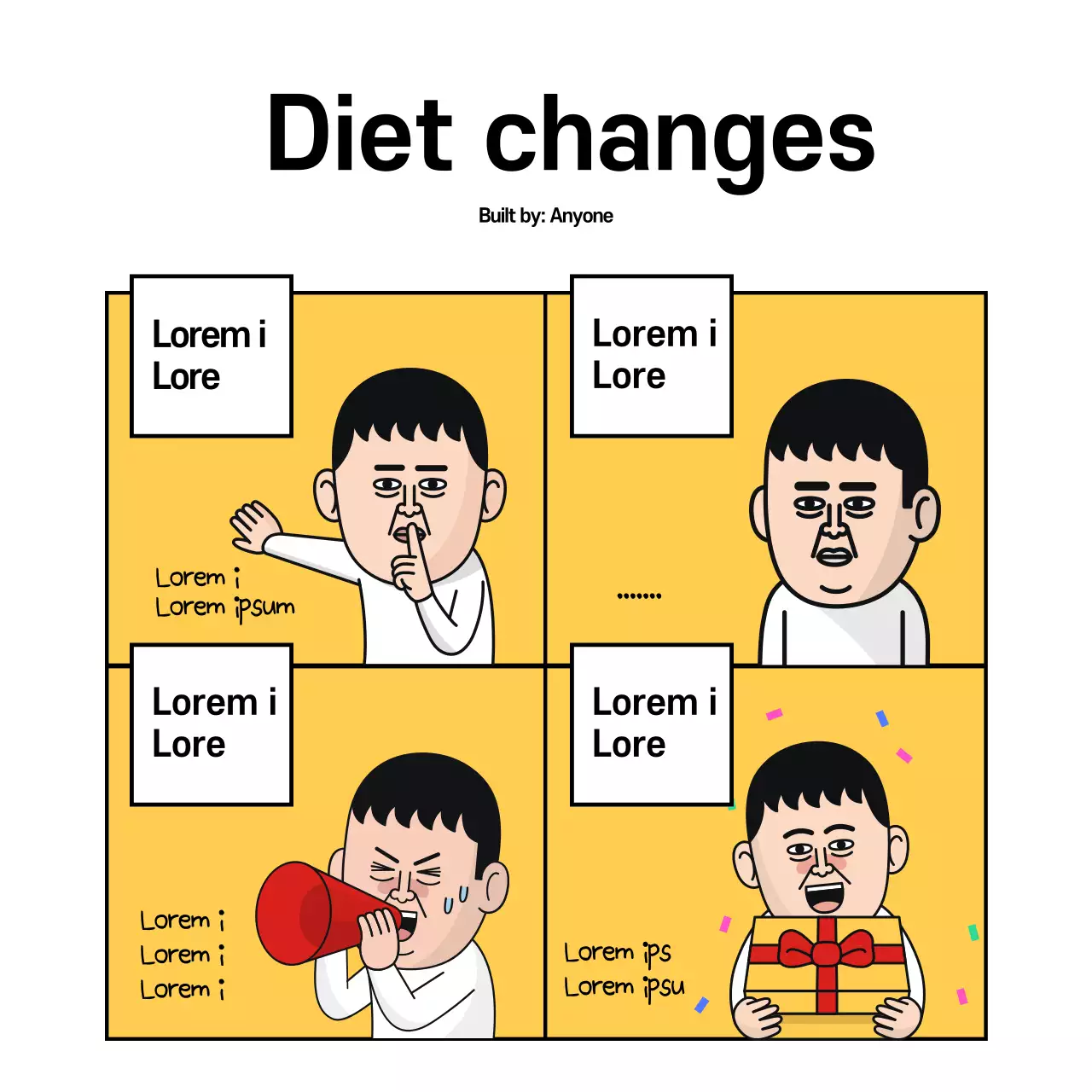 Yellow Comic Diet Meme Social Media Post