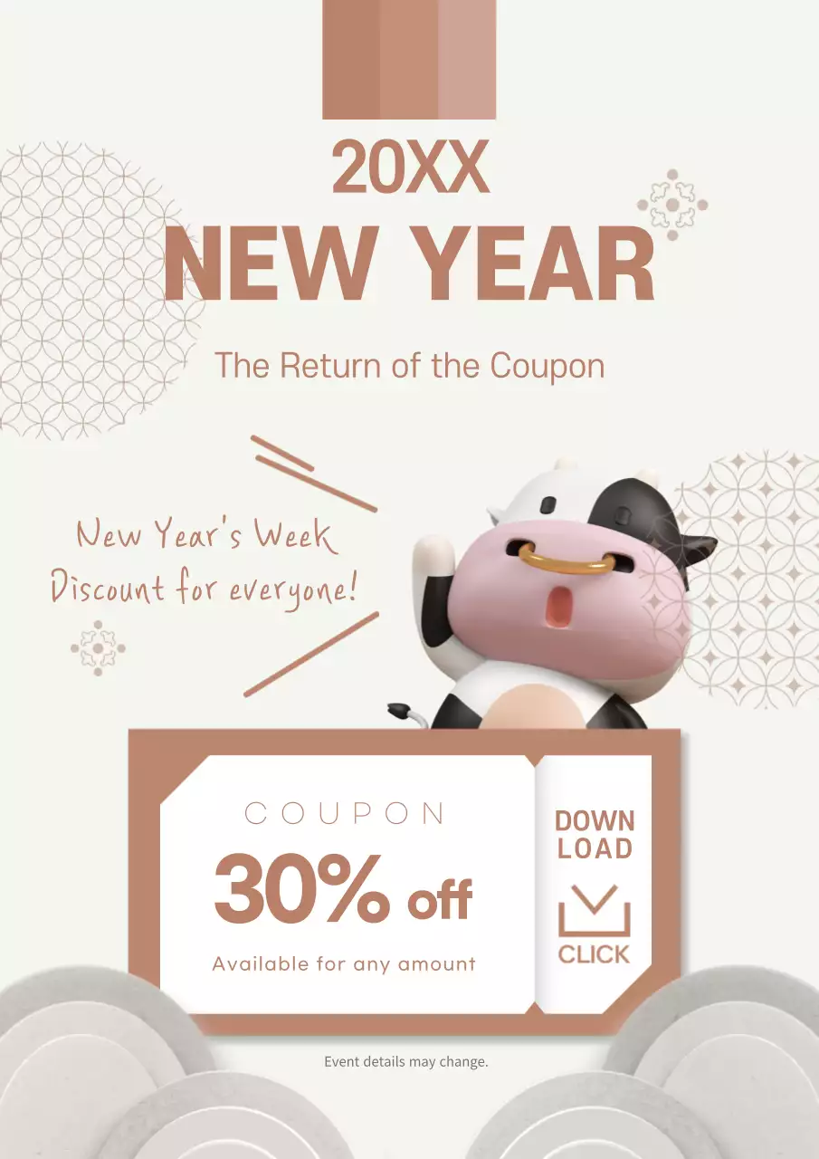 Beige Simple New Year Promotion Poster