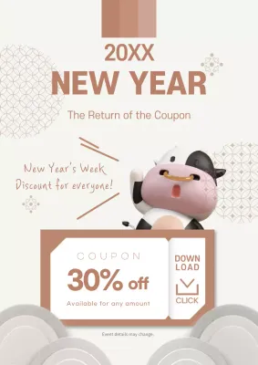 Beige Simple New Year Promotion Poster