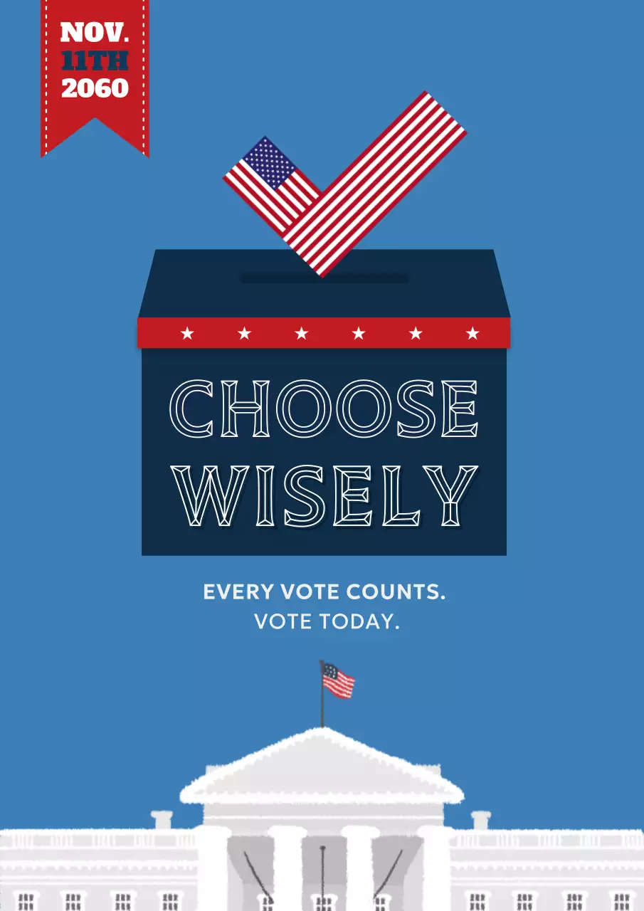 Sky blue and navy minimal Election Day notice