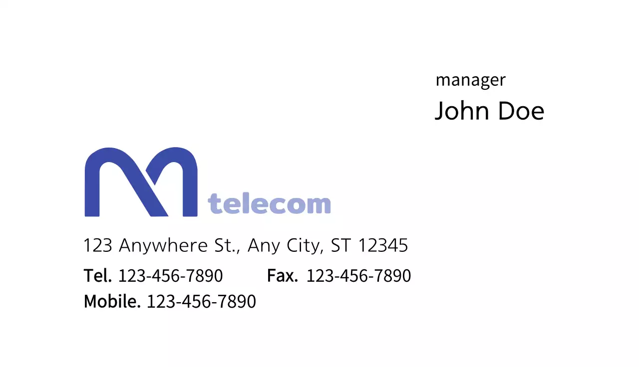 Blue Minimal Telecom Business Card