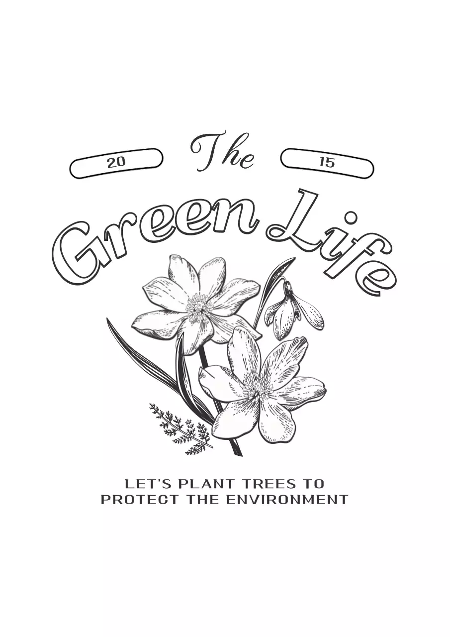 Thiết kế túi dây bảo vệ thân thiện với môi trường cổ điển với hoa và cây được vẽ theo hình minh họa cổ điển.