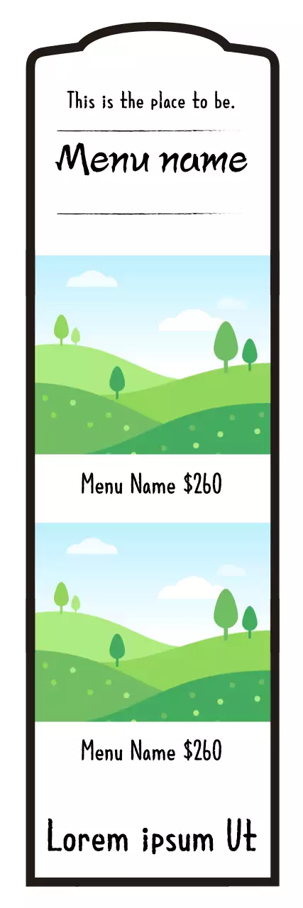 Banner de cartão de menu minimalista verde