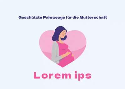 Hellblau-rosa Illustration von schwangeren Frauen beim Einsteigen in Fahrzeuge
