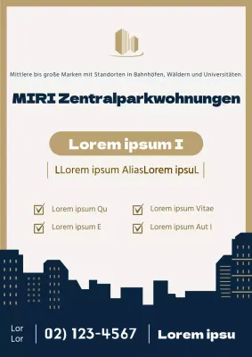 Webposter für ein Immobilienbüro für eine neue Wohnung in Beige.