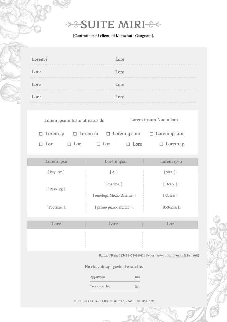 Contratto di matrimonio floreale