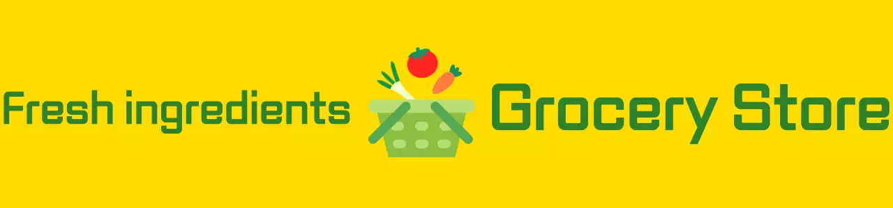 Supermarket employee vest with colorful vegetable and basket grocery store illustration logo