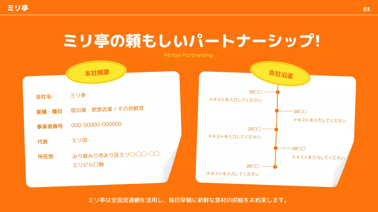 オレンジ 明るい レストラン 資料 プレゼンテーション