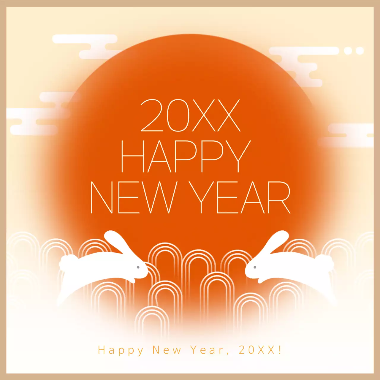 Orange Traditional New Year's Card Instagram Post