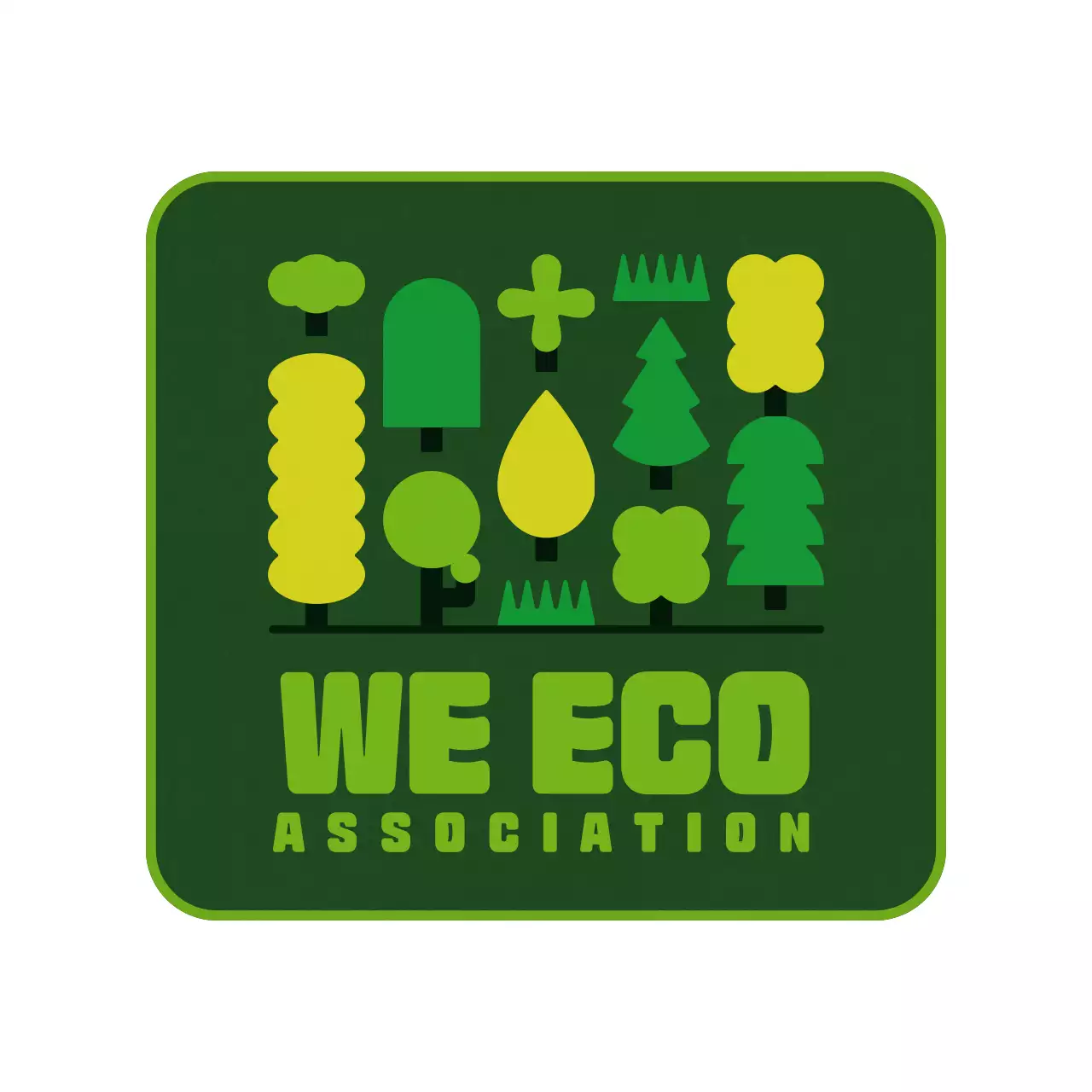 Barang dagangan gaya ilustrasi pohon bulat hijau yang dipersonalisasi dengan pola ilustrasi pohon yang lucu