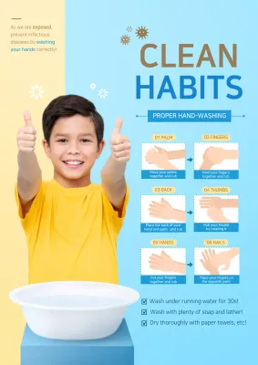 Blue Modern Hygiene Guide Poster