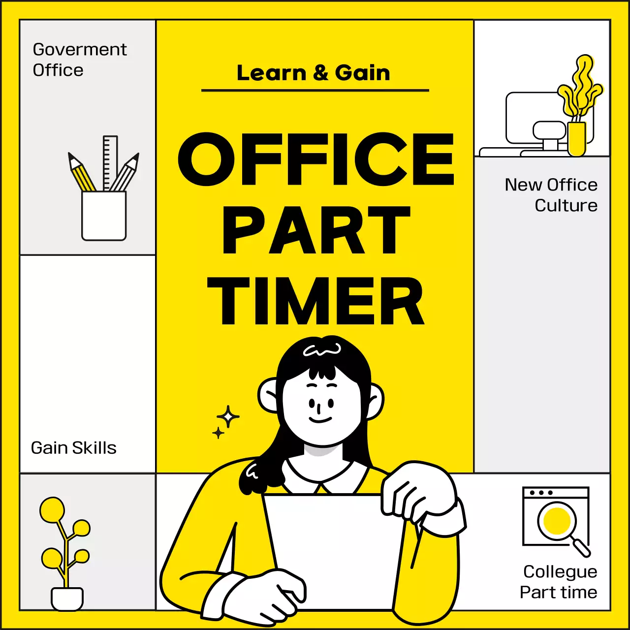 Yellow Modern Office Advertisement Instagram Carousel