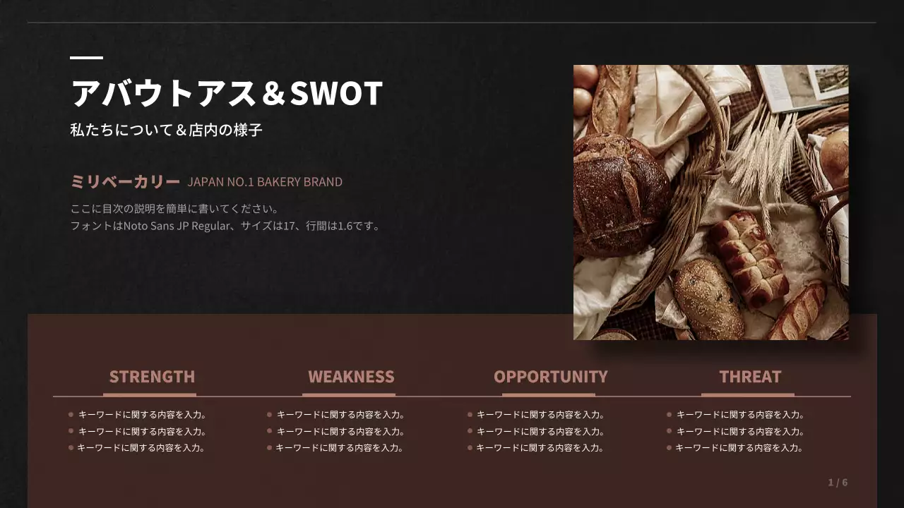 黒 モダン ベーカリー 企画書 プレゼンテーション
