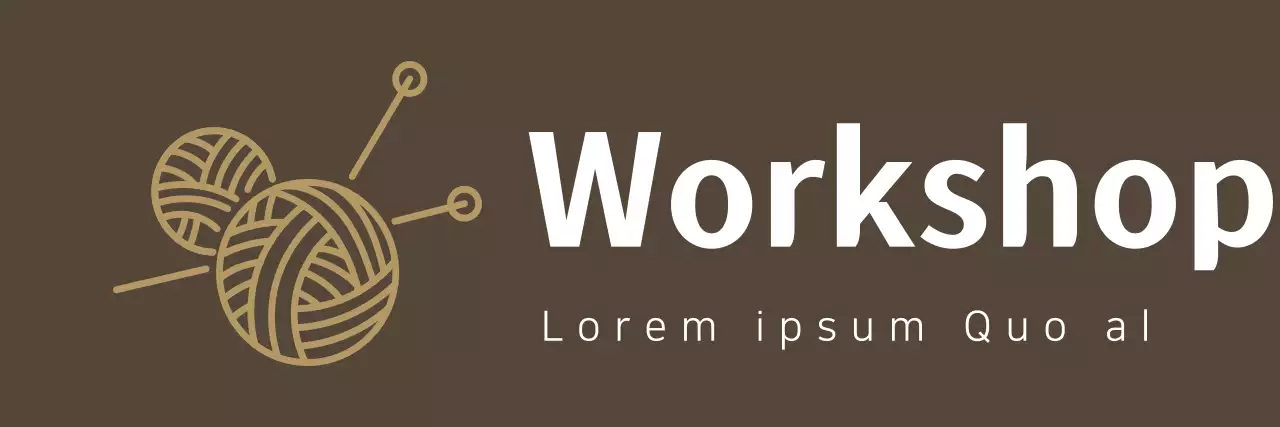 A one-line apron design featuring a hand-knitting studio logo with an illustration of a skein of yarn and a pin.