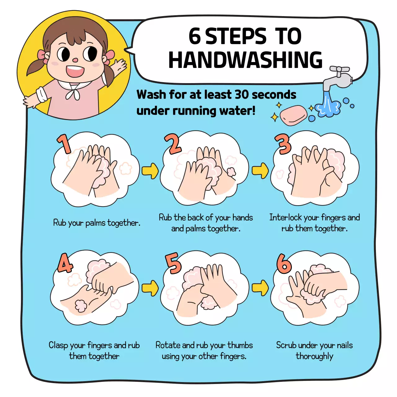 Yellow Comic Handwashing Guide Instagram Post