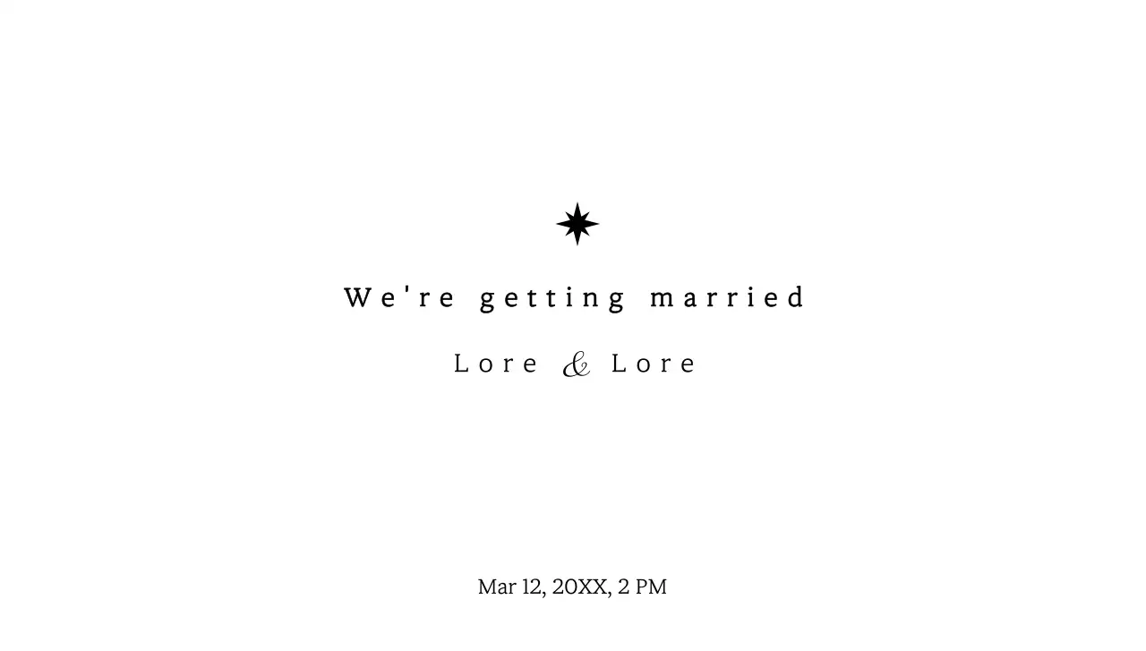 Wedding wording with a starburst concept