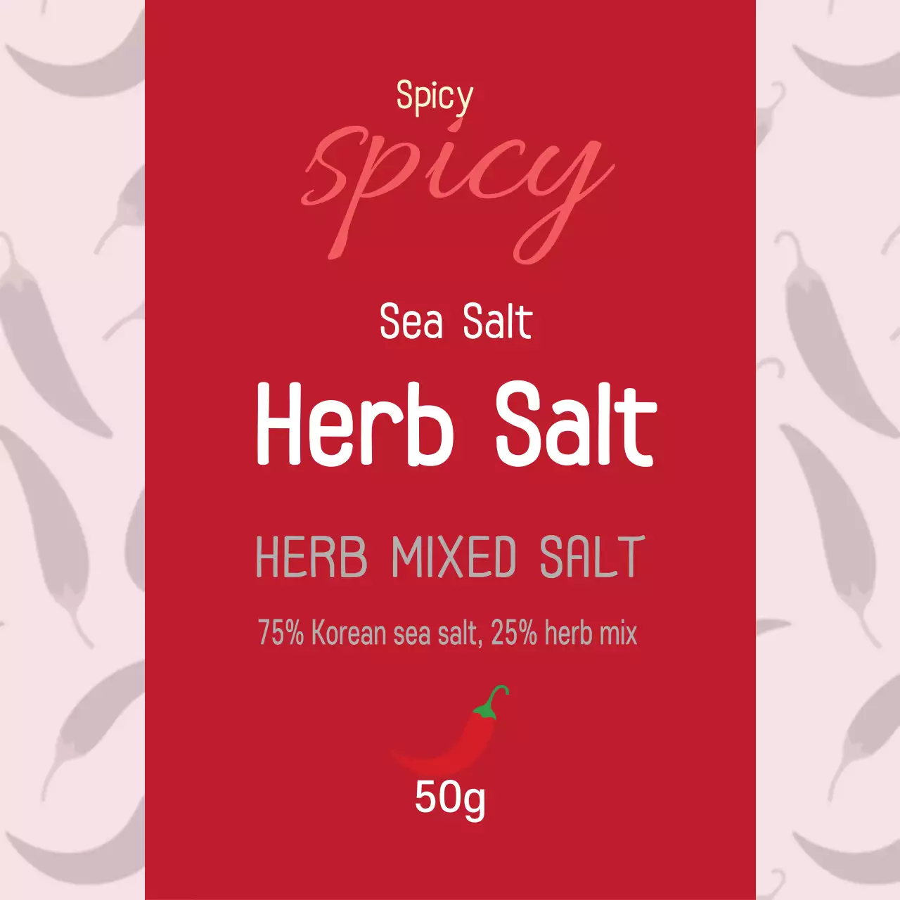 Red illustration pattern vintage food filling salt label