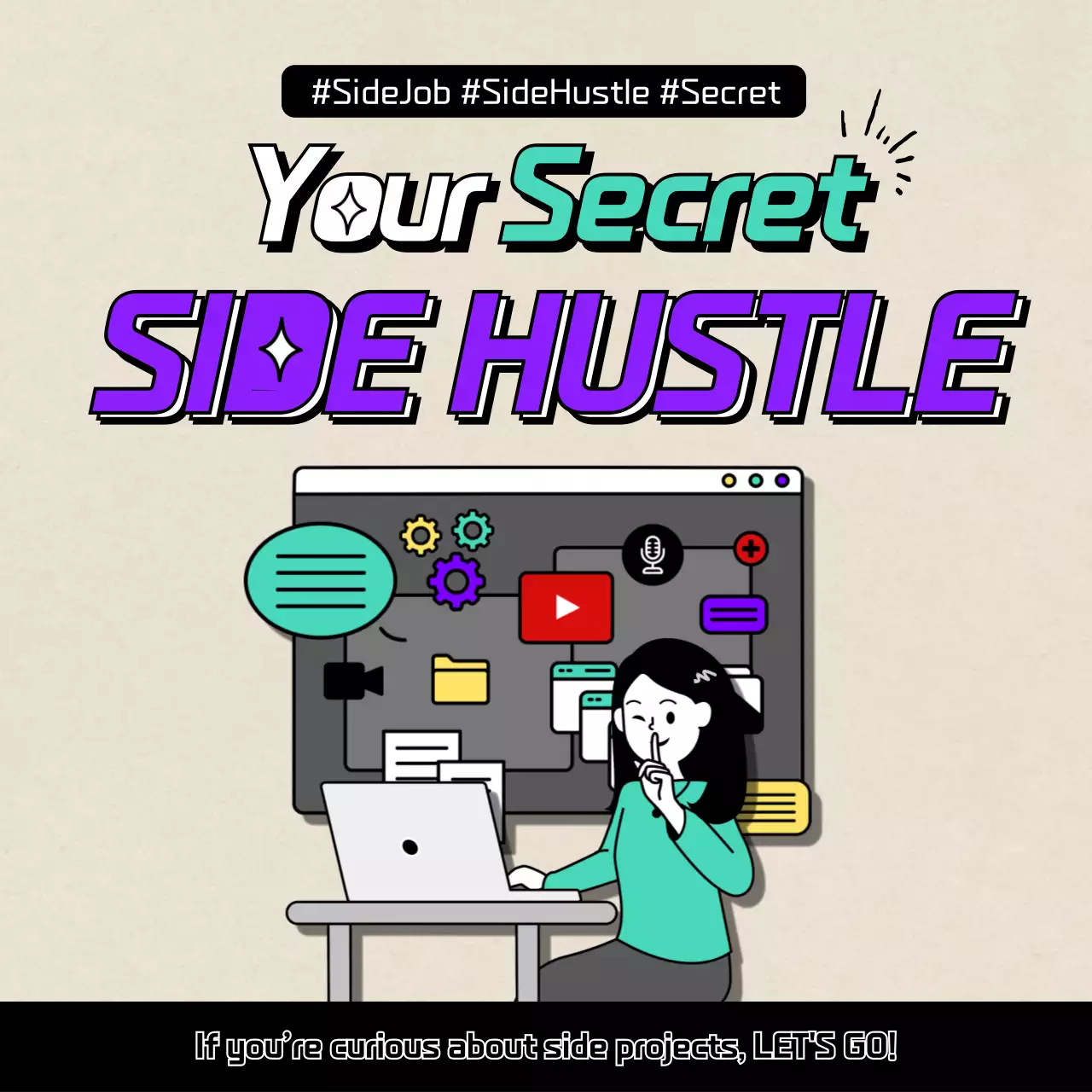 An introduction to side projects and njobs with cute illustration concepts