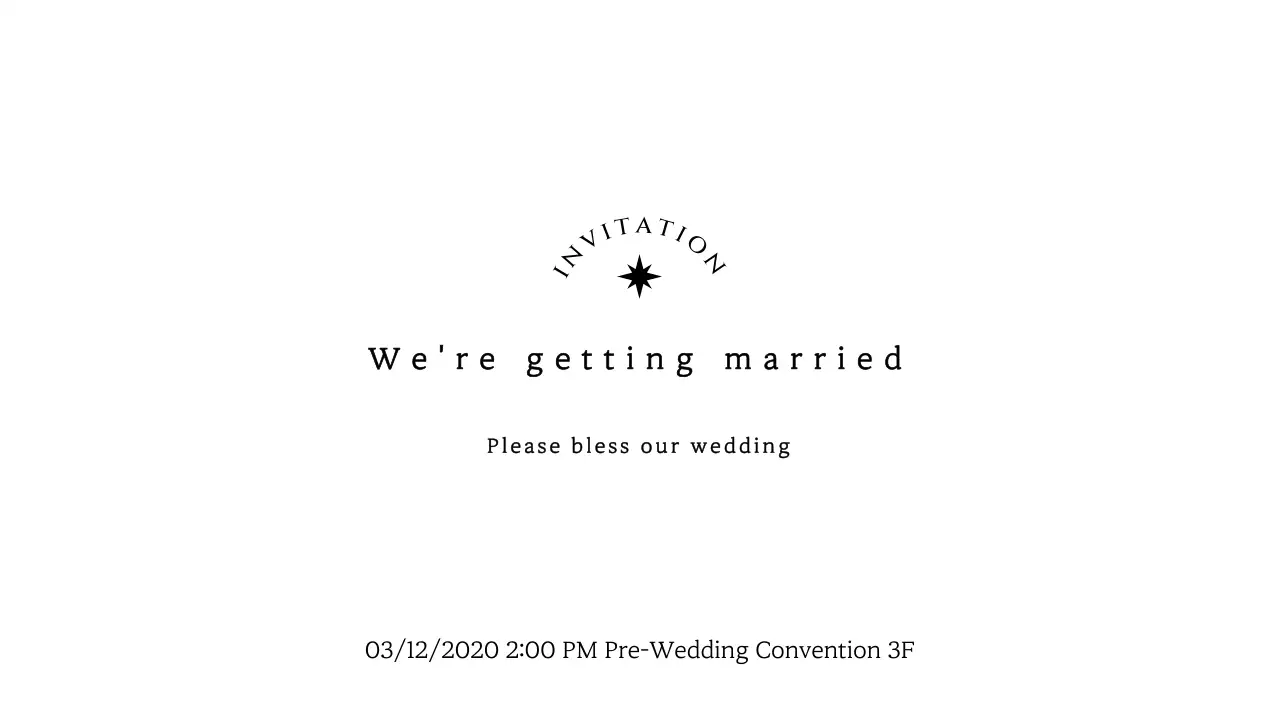 Wedding wording with a starburst concept