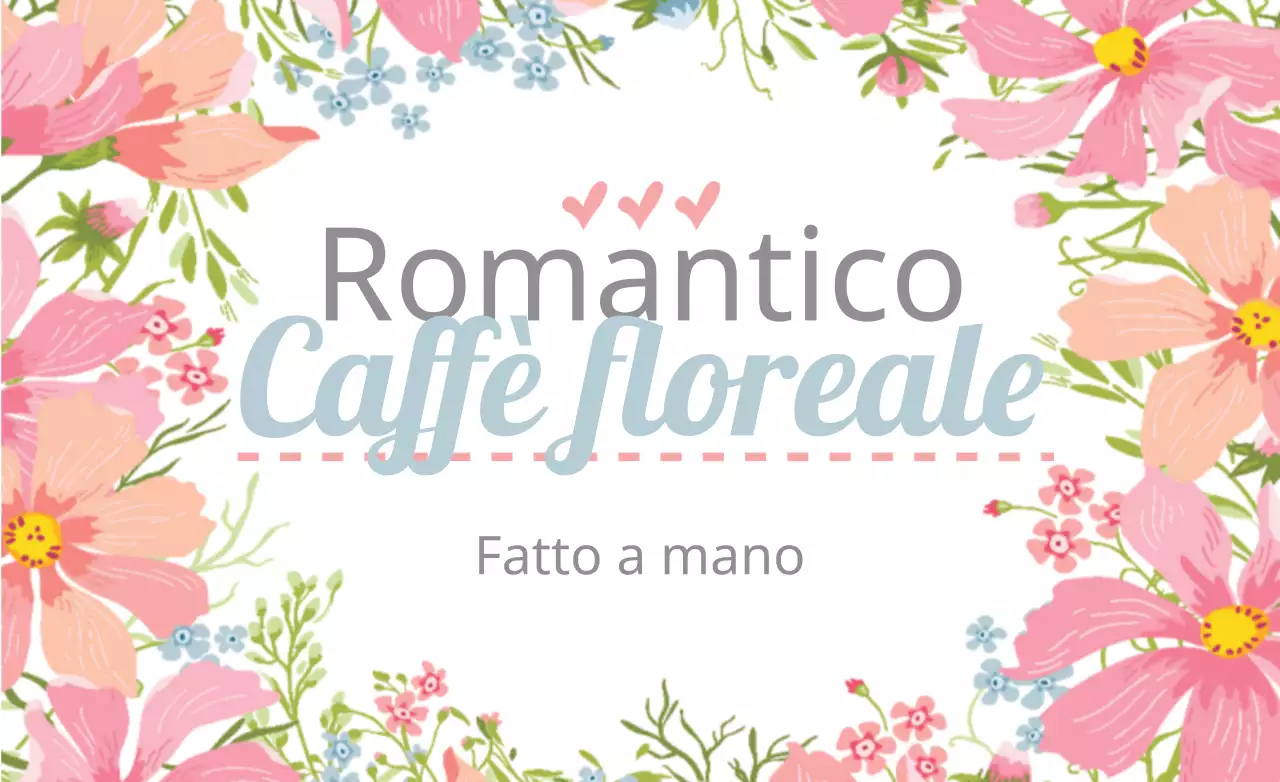 Promuovere un romantico caffè floreale con illustrazioni di fiori rosa