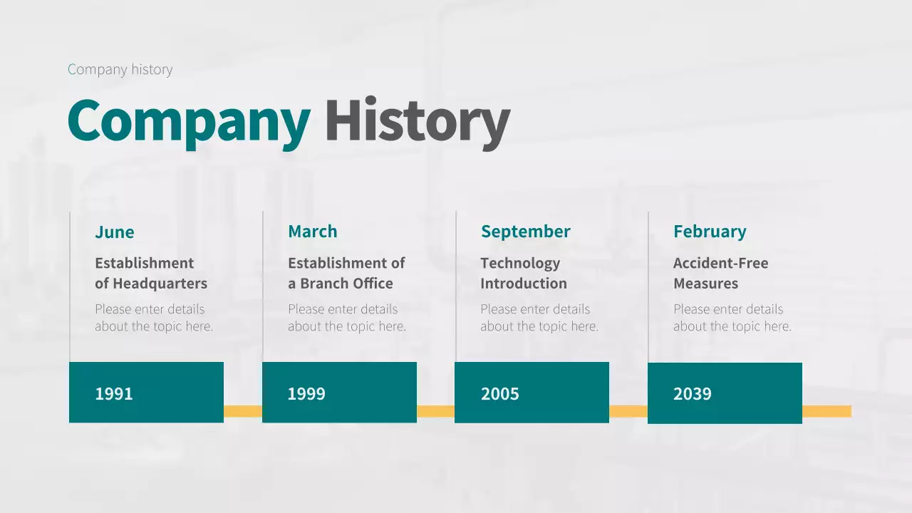 Teal Minimal Company History Document Infographic