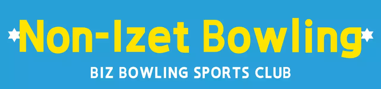 A clean, light blue, white, and yellow bowling illustration with an emblem logo for a bowling sports club.