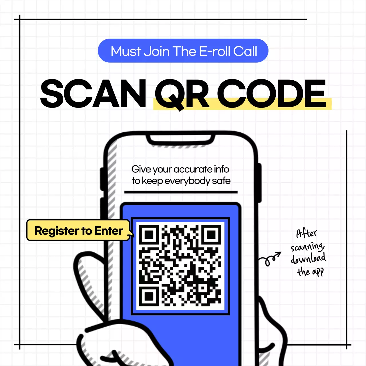 Blue Modern Qr Registration Instagram Post