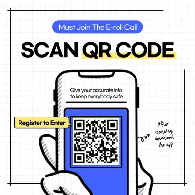 Blue Modern Qr Registration Instagram Post