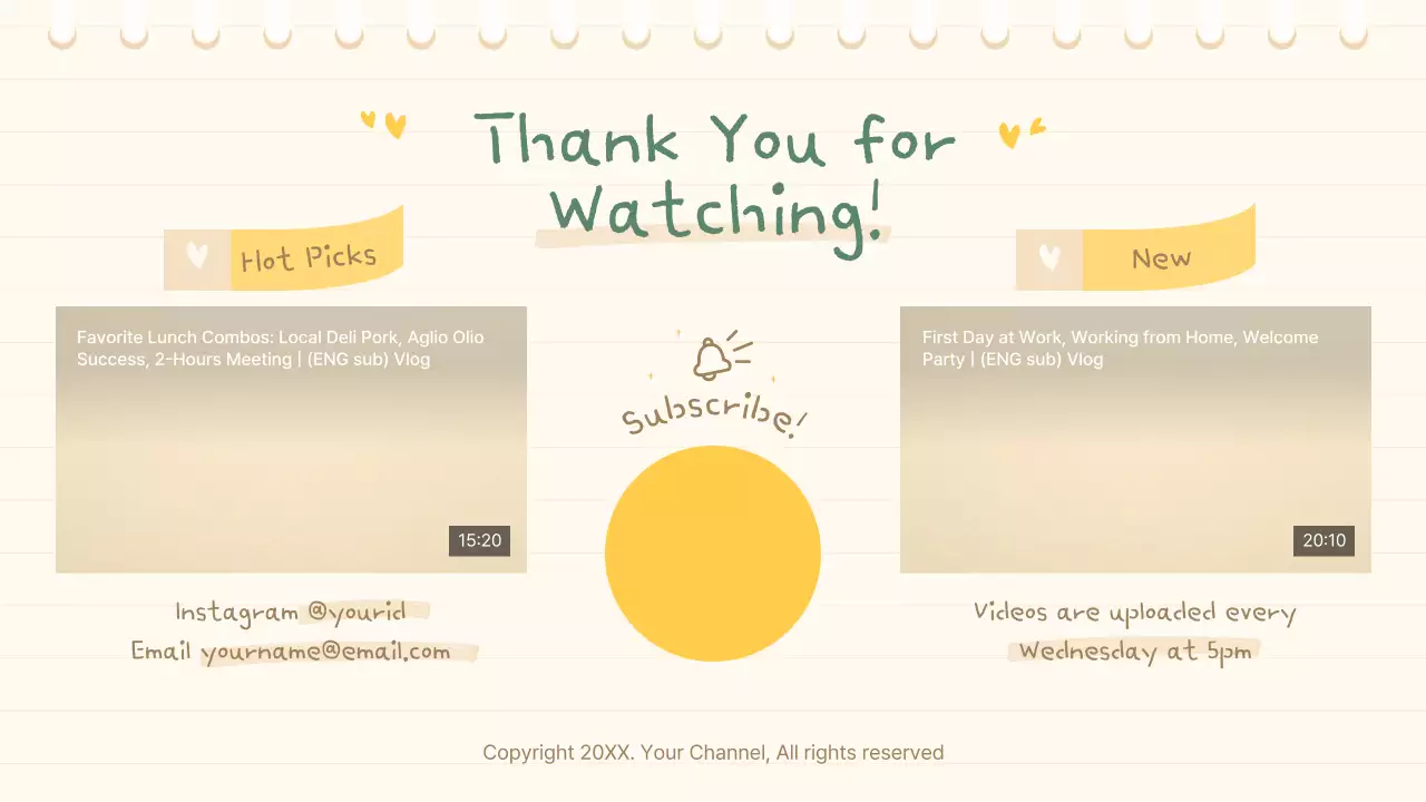 베이지 미니멀 Vlog 공지 유튜브 썸네일