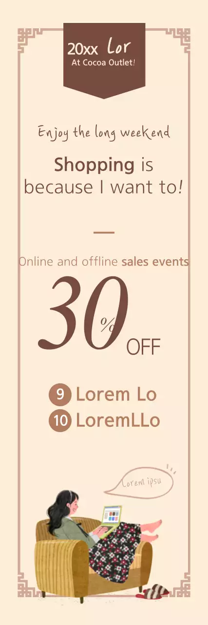 Banner de promoção de compras minimalista bege