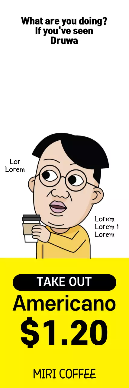 Banner promocional de café em quadrinhos amarelo