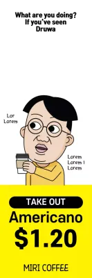 Banner promocional de café em quadrinhos amarelo