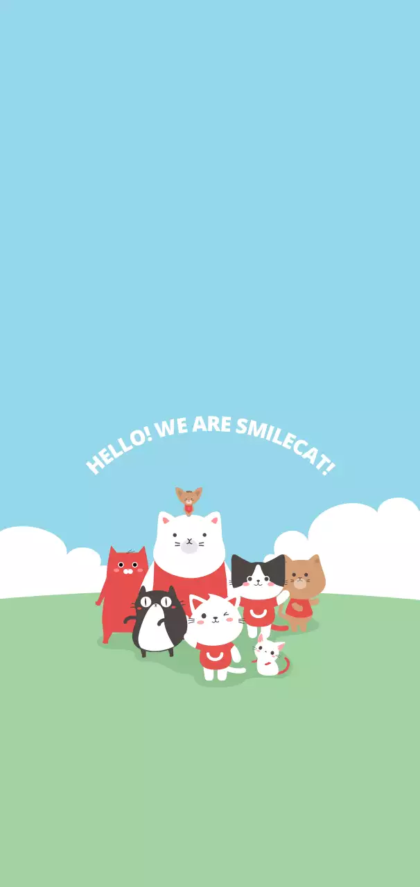 Blue Minimal Cat Invitation Wallpaper