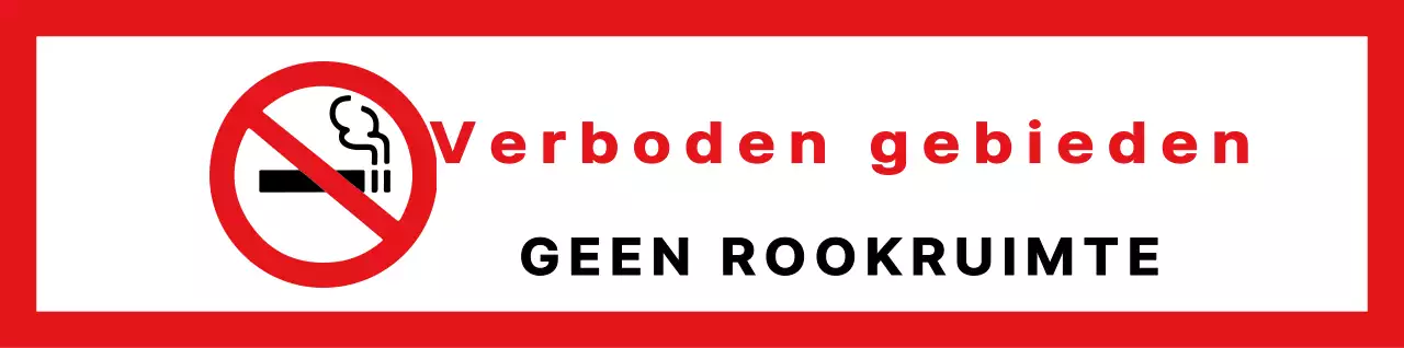 Rood en zwart eenvoudige basistekst uitlijning lay-outstijl Geen rookinformatie