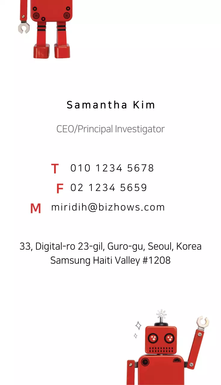 Cartão de visita vermelho da Modern Robotics