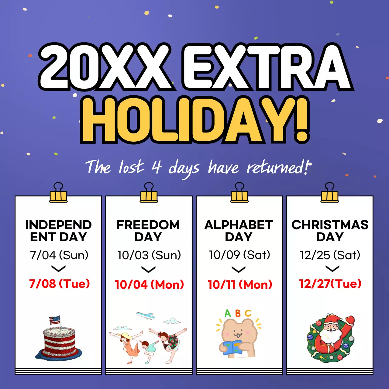 Blue Trendy Holiday Announcement Social Media Post