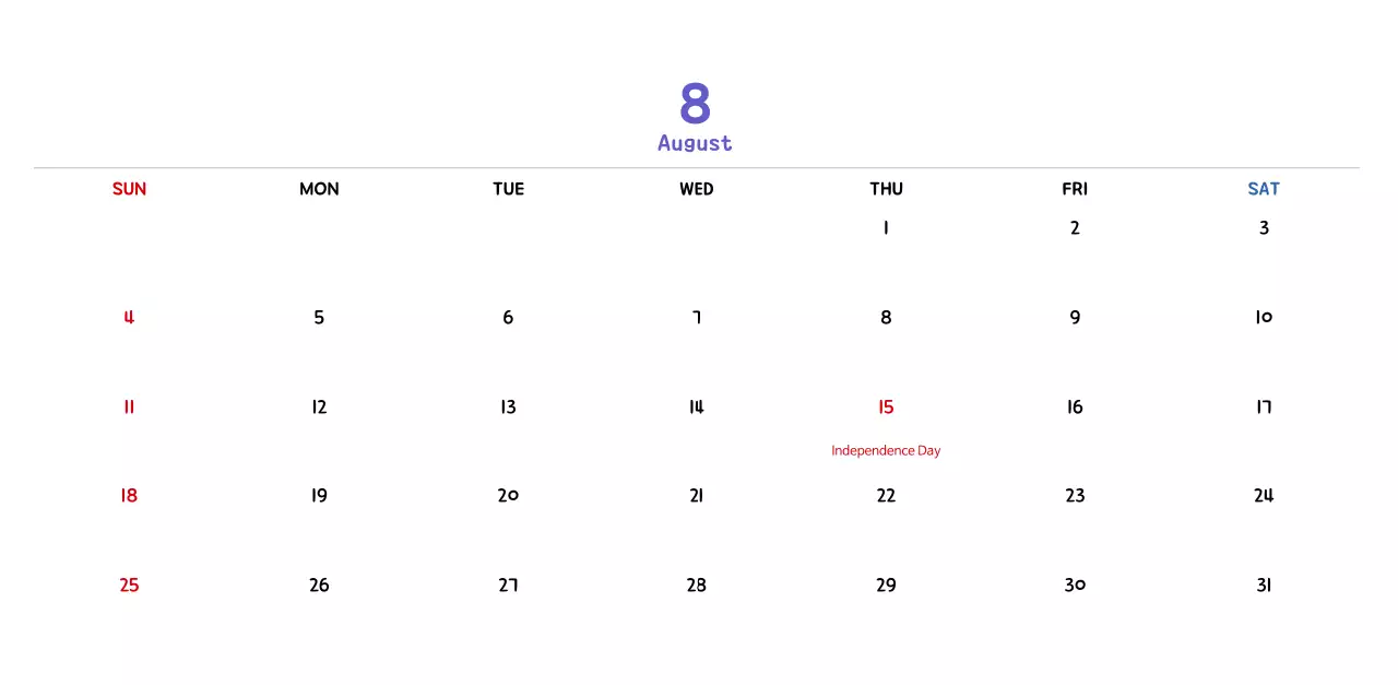 New Year's calendar with cute line illustrations