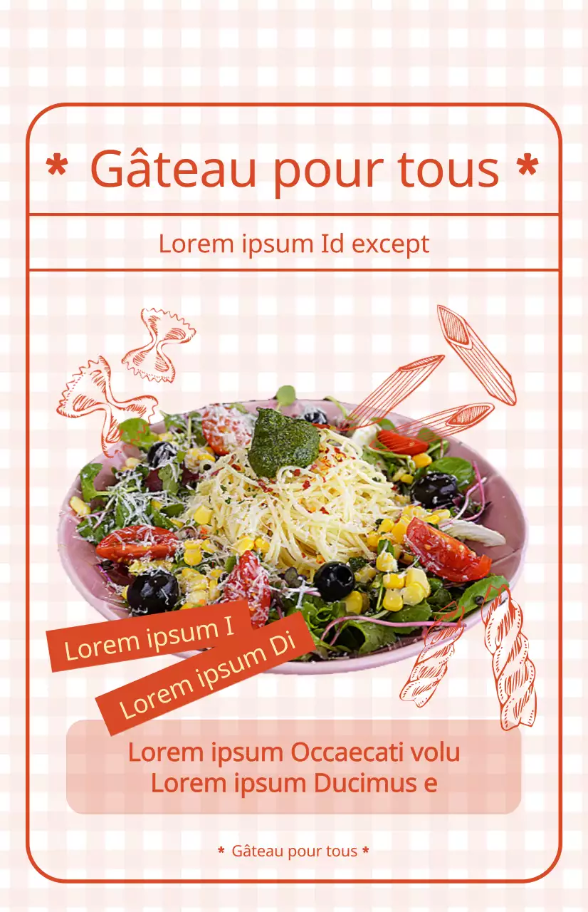 Drapeau de promotion de menu de formulaire avec un joli fond rouge à carreaux