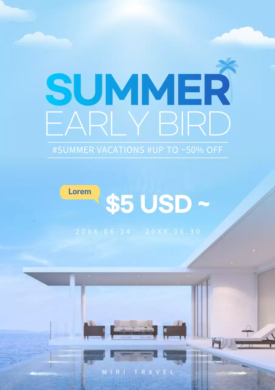 Blue Modern Travel Promotion Poster