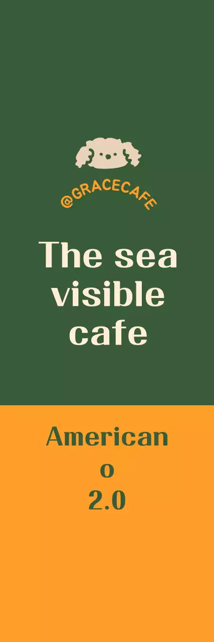 A cute green and orange cafe logo style for menu announcements and promotions.