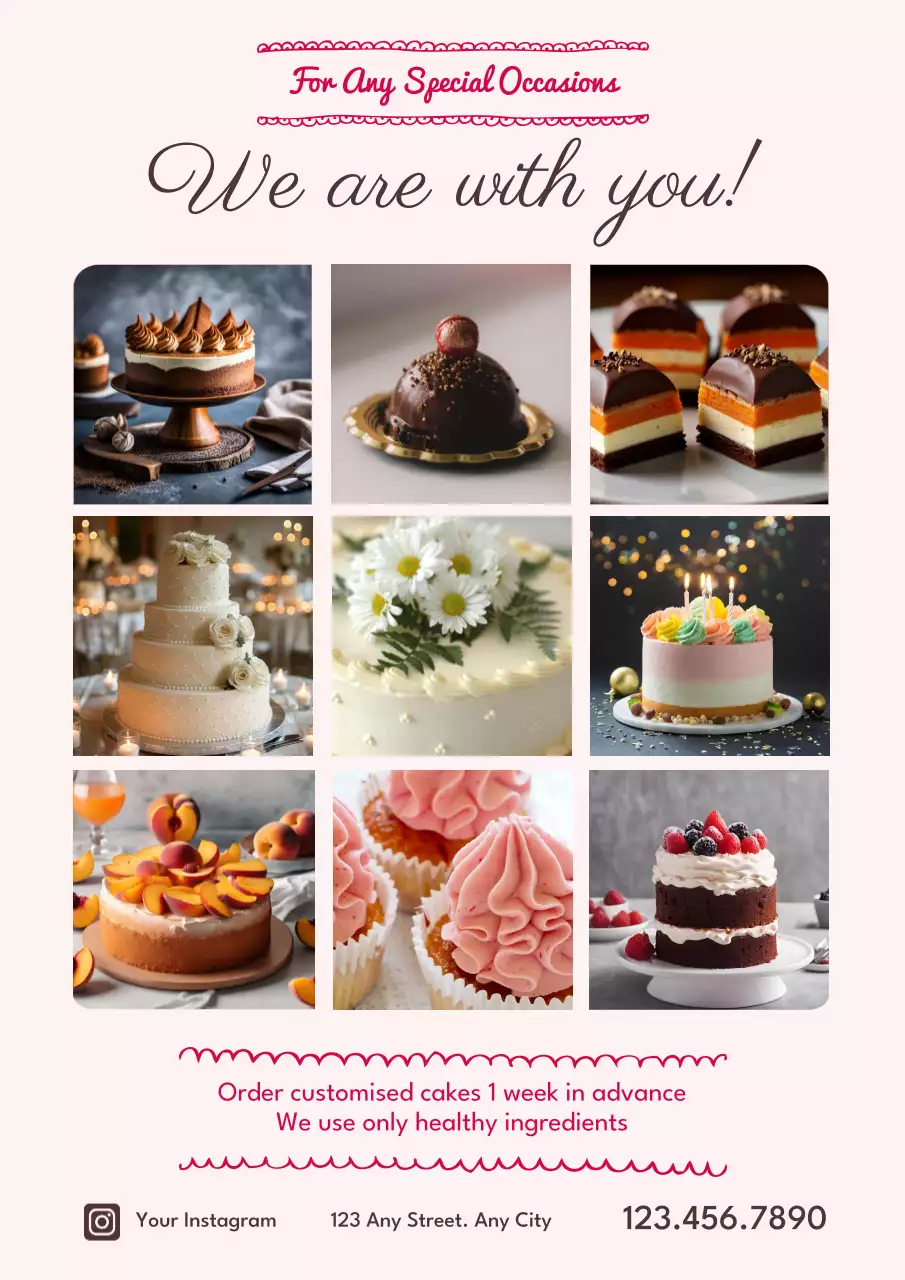Pink Elegant Cake Promotion Poster