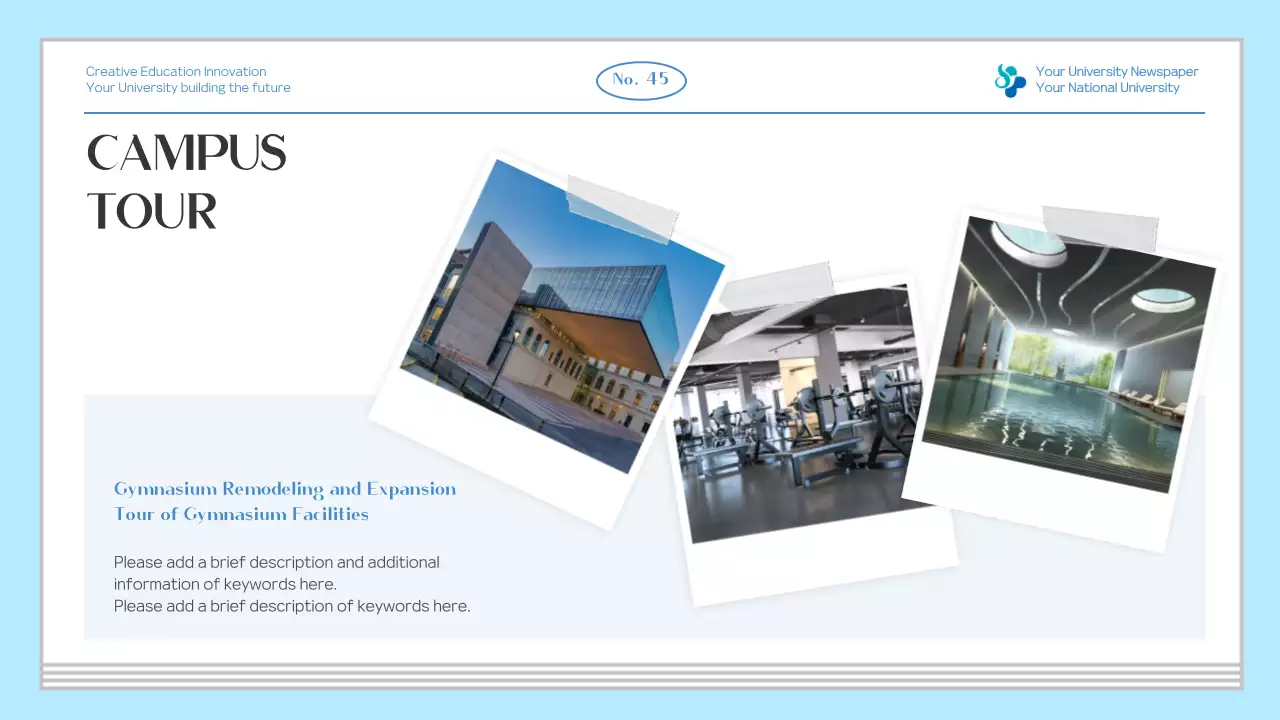 Blue Professional University Newsletter Presentation