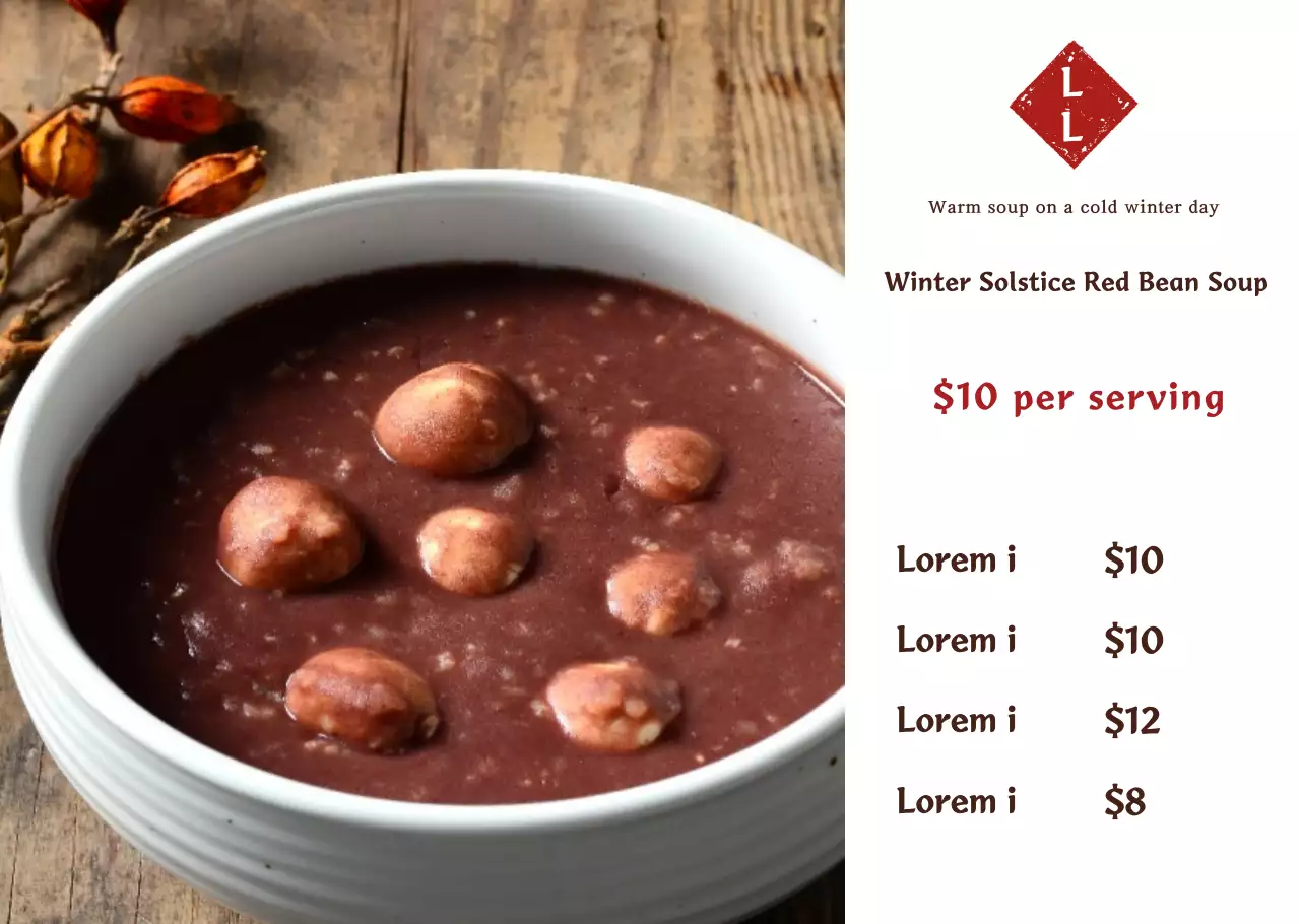 Simple Layout Tongsajin's Red Bean Porridge Menu